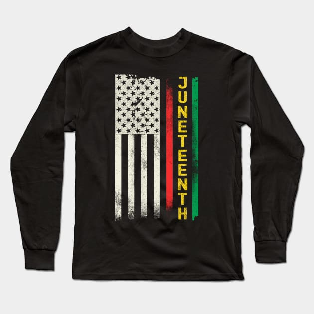 Juneteenth Freedom Day Flag Long Sleeve T-Shirt by Etopix